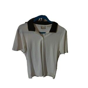 EP Pro Womens Golf Shirt. White With Blue Collar. Sz.M